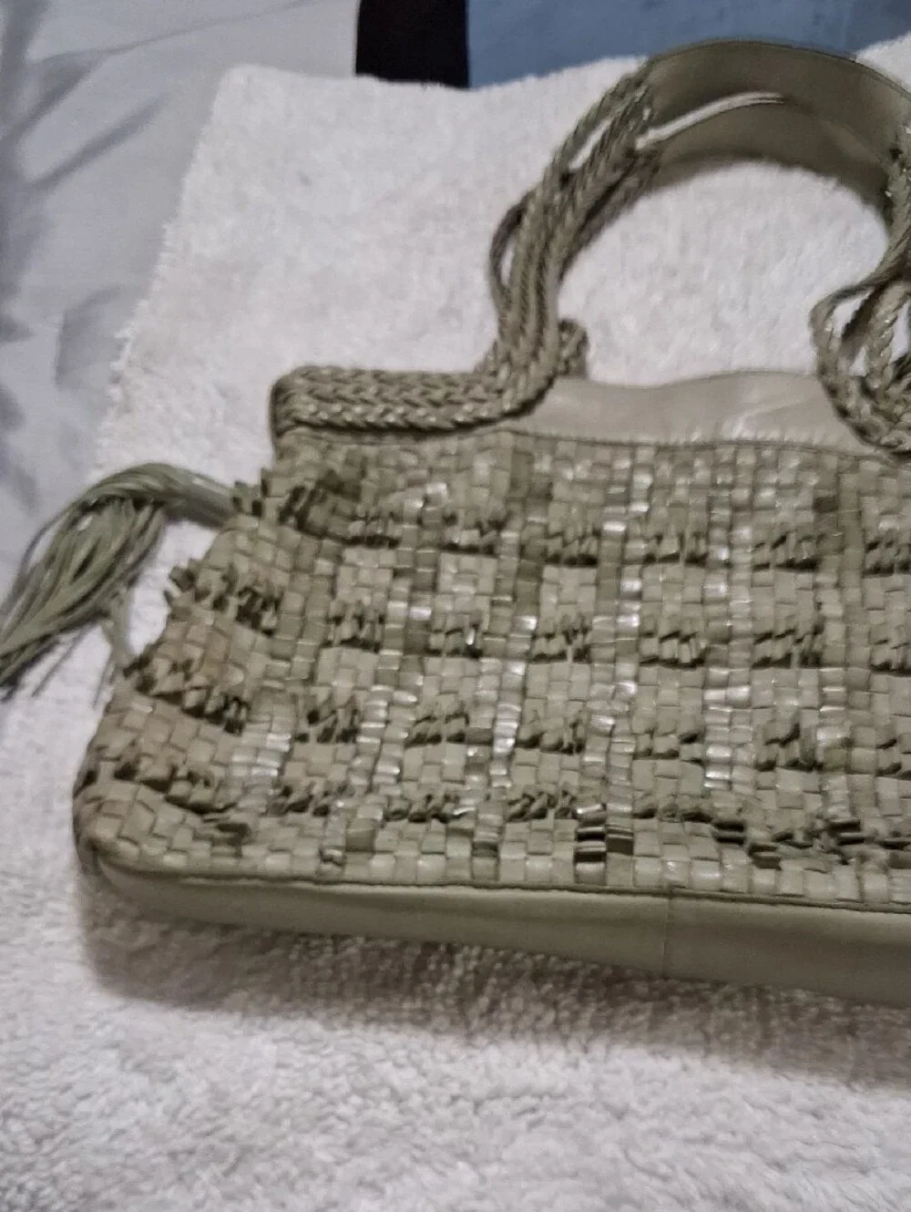 HOBO Woven Shoulder Tote in Sage Green
